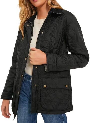 VAOYIU Women's Diamond Pattern Quilted Jacket Cuff Patterns Button Up Casual Cardigan Padded Coat with Side Pockets in Saudi Arabia