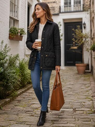 VAOYIU Women's Diamond Pattern Quilted Jacket Cuff Patterns Button Up Casual Cardigan Padded Coat with Side Pockets in Saudi Arabia