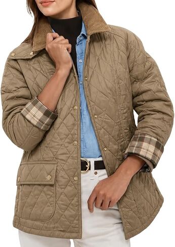 VAOYIU Women's Diamond Pattern Quilted Jacket Cuff Patterns Button Up Casual Cardigan Padded Coat with Side Pockets in Saudi Arabia