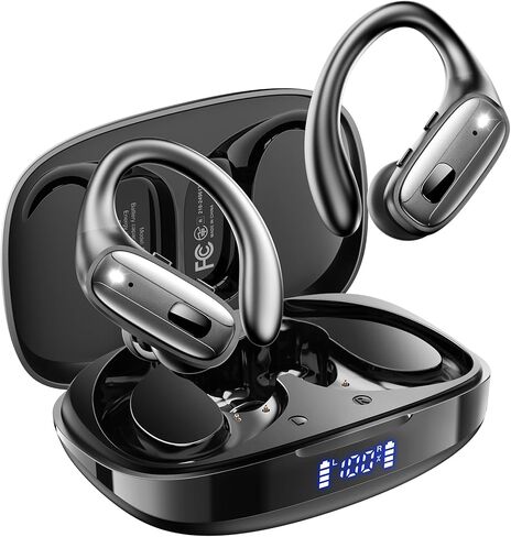 LEEMC Wireless Earbuds, Sports Bluetooth Headphones, Ear Buds with ENC Noise Canceling Mic, 50Hr Playtime Earphones, Palm-Sized, LED Power Display, IPX7 Waterproof Headset for Workout Running, Green in Saudi Arabia
