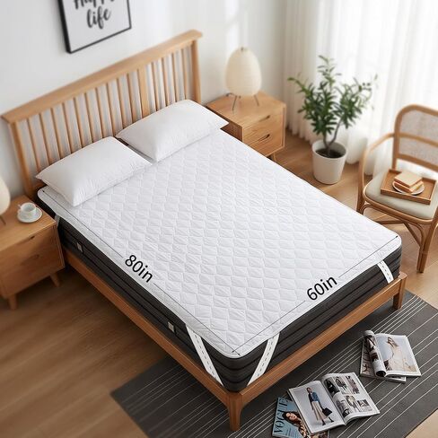 Waterproof Mattress Protector Queen Size 60"x80"– Incontinence Bed Pad with TPU Backing, Adjustable Straps Fits 4-21" Deep Mattresses, Soft Quilted & Machine Washable, Breathable & Non-Slip in Saudi Arabia