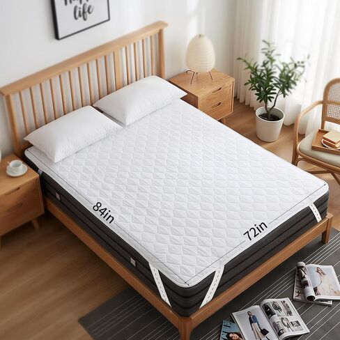 Waterproof Mattress Protector Queen Size 60"x80"– Incontinence Bed Pad with TPU Backing, Adjustable Straps Fits 4-21" Deep Mattresses, Soft Quilted & Machine Washable, Breathable & Non-Slip in Saudi Arabia