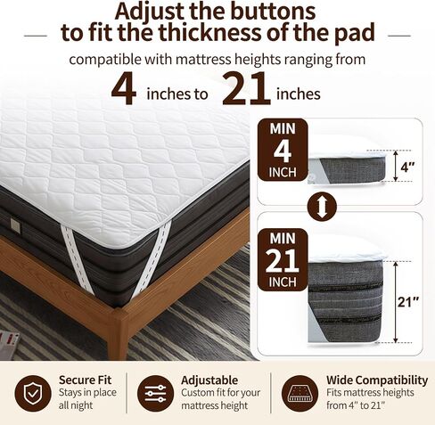 Waterproof Mattress Protector Queen Size 60"x80"– Incontinence Bed Pad with TPU Backing, Adjustable Straps Fits 4-21" Deep Mattresses, Soft Quilted & Machine Washable, Breathable & Non-Slip in Saudi Arabia