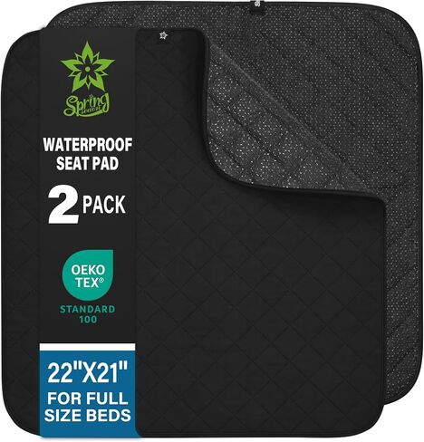 SPRING SEAON Waterproof Chair Pads for Adults & Elder, 22" x 21" Washable Reusable Incontinence Pads, Non-Slip Wheelchair Seat Cover for Bed, Car, Recliner & Protecting Patient Dignity (Gray, 2 Pack) in Saudi Arabia