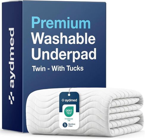 AYDMED Premium Bamboo Washable Incontinence Bed Pad with Tucks | for Twin Beds | Maximum Absorbency Washable Underpad | Waterproof Reusable Mattress Protector Underpad for Adults, Children & Babies in Saudi Arabia