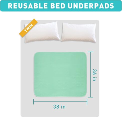 Bunlitent Washable Underpads, 36" x 38", 4 Pack, Green, Heavy Absorbency Reusable Bedwetting Incontinence Pads for Kids, Adults, Elderly, and Pets in Kuwait