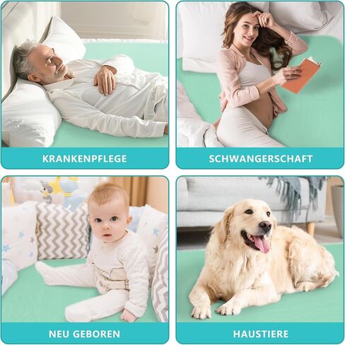 Bunlitent Washable Underpads, 36" x 38", 4 Pack, Green, Heavy Absorbency Reusable Bedwetting Incontinence Pads for Kids, Adults, Elderly, and Pets in Kuwait