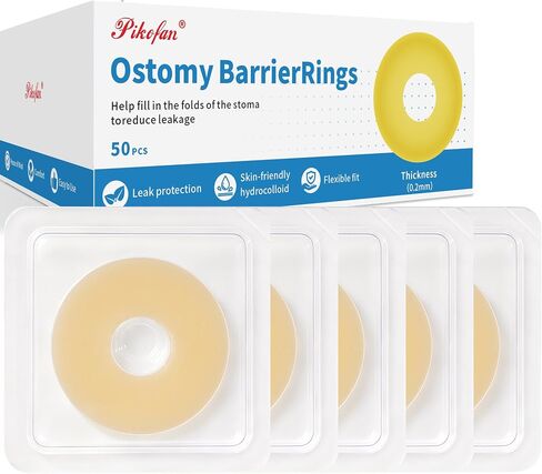 50 PCS 2mm Ostomy Barrier Rings, Medical Hydrocolloid Colostomy Supplies, Moldable Barrier Rings for Ostomy Bag, Suitable for Colostomy, Ileostomy and Urostomy, Skin-Friendly, Leak-Proof Seal in Saudi Arabia