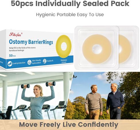 50 PCS 2mm Ostomy Barrier Rings, Medical Hydrocolloid Colostomy Supplies, Moldable Barrier Rings for Ostomy Bag, Suitable for Colostomy, Ileostomy and Urostomy, Skin-Friendly, Leak-Proof Seal in Saudi Arabia