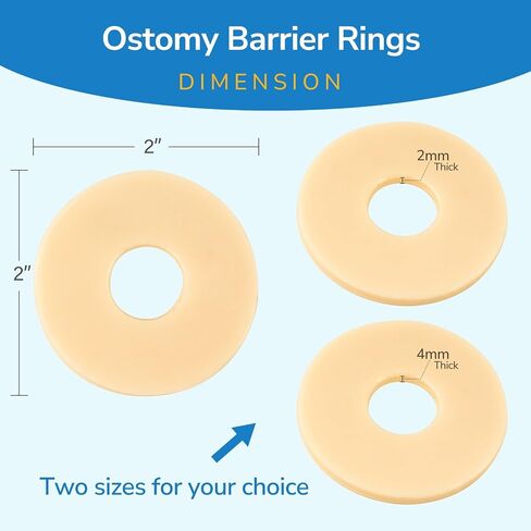 10 PCS Ostomy Barrier Rings, Ostomy Supplies, 2 mm Thickness Moldable Ostomy Rings Medical Grade Hydrocolloid Adhesive Barrier Rings Better Seal for Ostomy Bags (Box of 10) in Kuwait