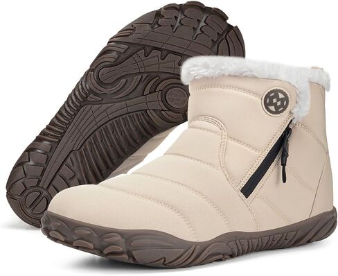 Womens Mens Barefoot Boots Shoes Winter Snow Boots Warm Ankle Booties Zero Drop Sole Wide Toe Box Fur Lined Outdoor Sneakers in Kuwait