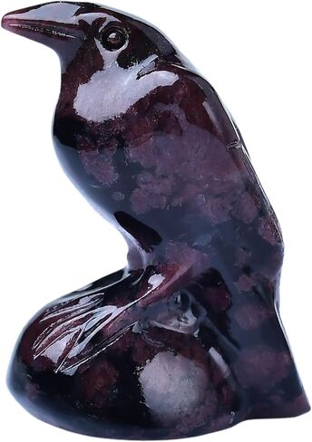Natural Garnet Crystal Raven Statue 2" Healing Crystal Handmade Sculpture Lucky Guardian Pocket Statues Reiki Meditation Office Home Decoration Gift in Saudi Arabia