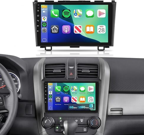 8 CORE 6G+128G Car Radio Stereo for Honda CRV 2007-2011 with Wireless CarPlay Android Auto, 9 Inch IPS Touch Screen Android 13 GPS WiFi 32-Band DSP Bluetooth SWC AHD Backup Camera in Kuwait