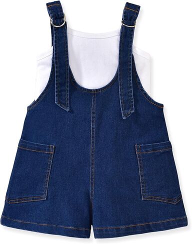 HINTINA Toddler Girl Denim Romper Overall Shorts Solid T- shirt 2 Pieces Summer Outfits in Kuwait