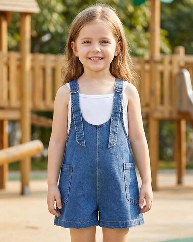 HINTINA Toddler Girl Denim Romper Overall Shorts Solid T- shirt 2 Pieces Summer Outfits in Kuwait