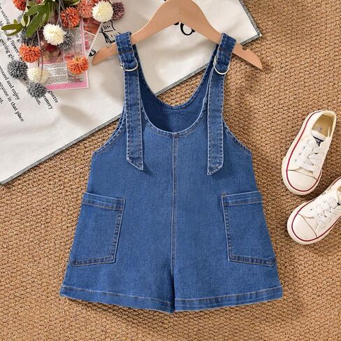HINTINA Toddler Girl Denim Romper Overall Shorts Solid T- shirt 2 Pieces Summer Outfits in Kuwait