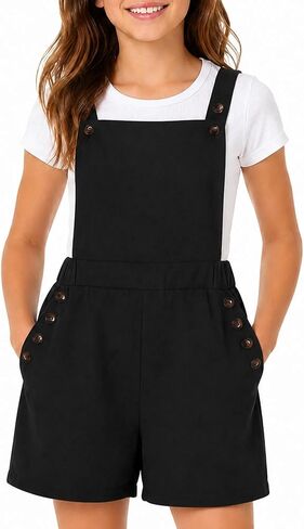 Girls Shortalls Romper with Pockets, Sleeveless Cross Back Overall Shorts for Kids in Kuwait