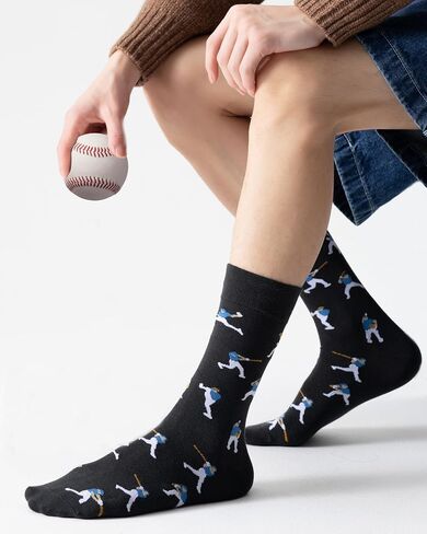 Baseball Socks - Funny Baseballer Novelty Cool Socks, Funky Baseball Gifts & Accessories for Men, 2 Pairs, Size 9-13 in Saudi Arabia