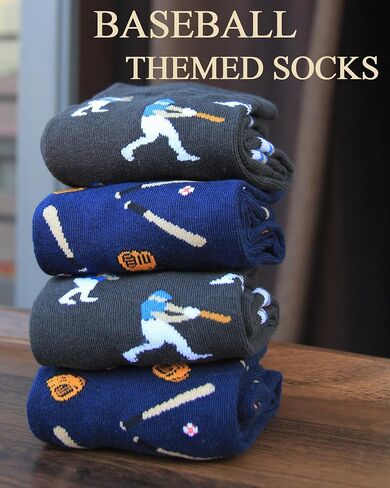 Baseball Socks - Funny Baseballer Novelty Cool Socks, Funky Baseball Gifts & Accessories for Men, 2 Pairs, Size 9-13 in Saudi Arabia