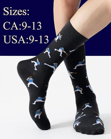 Baseball Socks - Funny Baseballer Novelty Cool Socks, Funky Baseball Gifts & Accessories for Men, 2 Pairs, Size 9-13 in Saudi Arabia