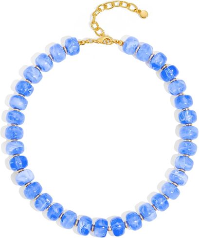 WOWORAMA Colorful Chunky Necklaces for Women Trendy Multicolor Large Square Resin Beads Necklace Boho Chunky Statement Choker Necklaces Y2K Summer Jewelry in Kuwait