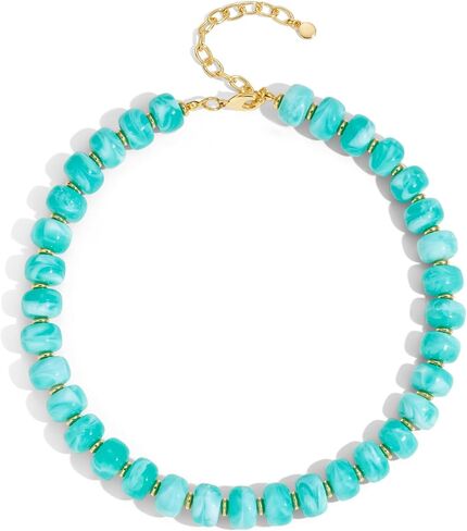 WOWORAMA Colorful Chunky Necklaces for Women Trendy Multicolor Large Square Resin Beads Necklace Boho Chunky Statement Choker Necklaces Y2K Summer Jewelry in Kuwait
