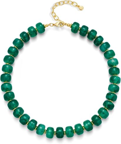 WOWORAMA Colorful Chunky Necklaces for Women Trendy Multicolor Large Square Resin Beads Necklace Boho Chunky Statement Choker Necklaces Y2K Summer Jewelry in Kuwait