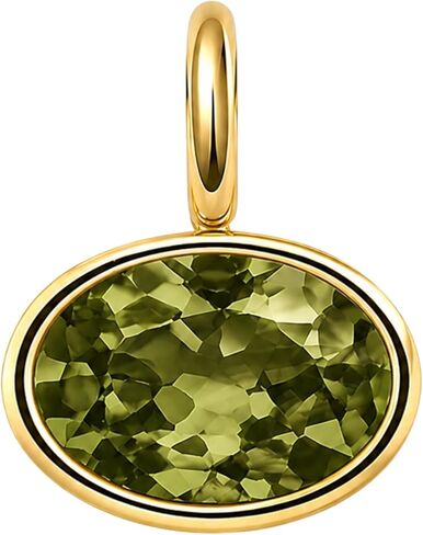 18k Gold Oval Bezel Collar Charm Necklace and Charms | Choker Pendant Necklace & Add On Charms in Saudi Arabia