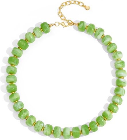WOWORAMA Colorful Chunky Necklaces for Women Trendy Multicolor Large Square Resin Beads Necklace Boho Chunky Statement Choker Necklaces Y2K Summer Jewelry in Kuwait