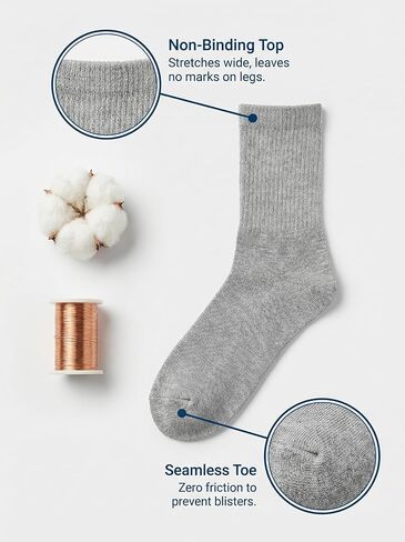 Kodal Diabetic Socks for Men Women Copper Infused Seamless No-Binding Orthopedic Socks for Swollen Feet Edema Foot in Saudi Arabia