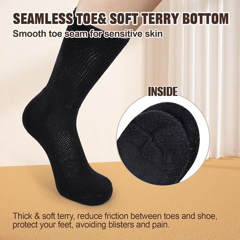 Kodal Copper Infused Diabetic Socks Non-Binding Seamless Orthopedic Ankle/Crew Socks for Swollen Feet Edema & Foot Neuropathy in Saudi Arabia