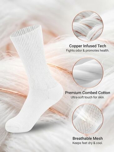 Kodal Copper Infused Diabetic Socks Non-Binding Seamless Orthopedic Ankle/Crew Socks for Swollen Feet Edema & Foot Neuropathy in Saudi Arabia