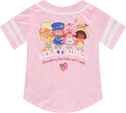 قميص جيرسيه بيسبول للفتيات من Strawberry Shortcake، قميص برسومات أمامية بأزرار، مقاسات الأطفال 7-16 in Kuwait