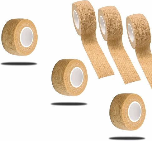 6 Pack Self Adhesive Bandages 1"x5yds, Elastic Cohesive Wrap Tape for Sports Injuries, First Aid, Ankle Wrist, No Clips or Sticky Residue, Breathable Skin Tone for Humans & Pets in Saudi Arabia