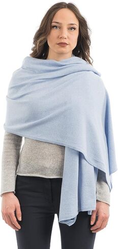 Dalle Piane Cashmere Womens Wool Cashmere Blend Stole | Wedding ceremony and evening shawl, 24x73in, four seasons, wool cashmere, elegant gift for women, Made in Italy in Saudi Arabia