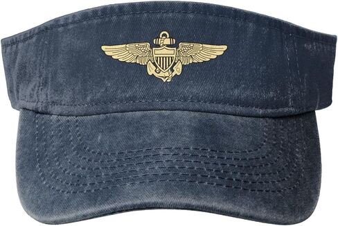 Naval Aviator Pilot Wings Sport Sun Visor Hats Cotton Ball Caps Empty Top Baseball Sun Cap for Men Women Black in Saudi Arabia