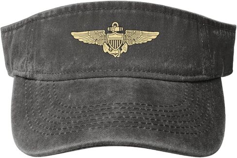 Naval Aviator Pilot Wings Sport Sun Visor Hats Cotton Ball Caps Empty Top Baseball Sun Cap for Men Women Black in Saudi Arabia
