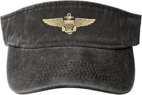 Naval Aviator Pilot Wings Sport Sun Visor Hats Cotton Ball Caps Empty Top Baseball Sun Cap for Men Women Black in Saudi Arabia