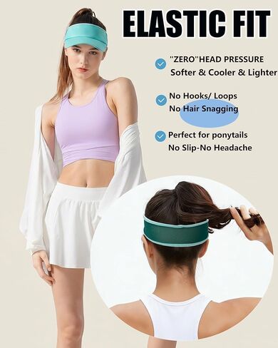 Sports Sun Visors Hat Women Men UV Protection,Summer Lightweight Cooling Stretchy Visor Sun Hats for Running,Tennis,Golf in Kuwait