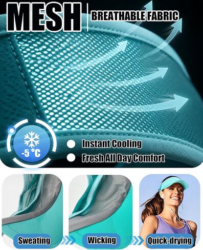 Sports Sun Visors Hat Women Men UV Protection,Summer Lightweight Cooling Stretchy Visor Sun Hats for Running,Tennis,Golf in Kuwait