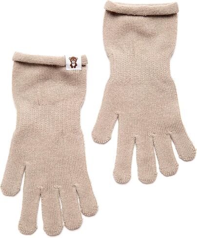 Long Wrist Cotton Knit Gloves for Kids | Single-Layer Finger Gloves for Boys and Girls Ages 6-8 | Soft Comfortable Beige Knit Winter Gloves - Size 6-7 in Kuwait