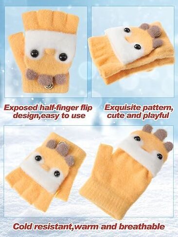 Cartoon Chick Toddler Gloves, Warm Finger-Separated Winter Gloves For Boys And Girls Outdoor Wear (Pink) in Kuwait