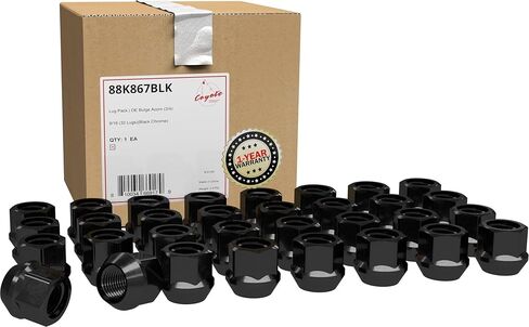 Wheel Accessories Parts 32 Pcs 9/16"-18 Thread Open End Bulge Acorn 21mm 0.84" Long Lug Nuts Black 3/4" 19mm Hex Fits 1994-10 Ram 2500 3500 | 1975-97 Ford F250 F350 | Chevy C20 K20 | GMC C2500 C3500 in Saudi Arabia