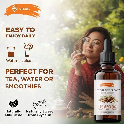 SIRUNES Licorice Root Extract Liquid Drops – Alcohol Free Licorice Tincture with Vegetable Glycerin – Glycyrrhiza Glabra Herbal Extract – Natural Botanical Supplement – 4 fl oz (120 ml) in Saudi Arabia