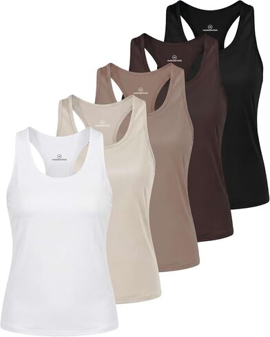 Real Essentials 5 Pack: Women's Dry Fit Crop Tank Tops Racerback Workout Athletic Gym Sleeveless Yoga Pilates Cropped in Saudi Arabia
