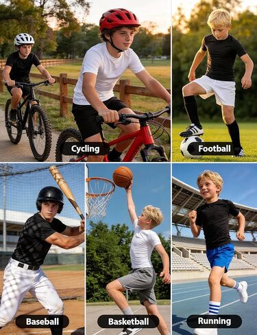 Niksa 2/3 Pack Boys Compression Shirt Short Sleeve Undershirt Youth Athletic Shirt Basketball Football Base T-Shirt in Saudi Arabia