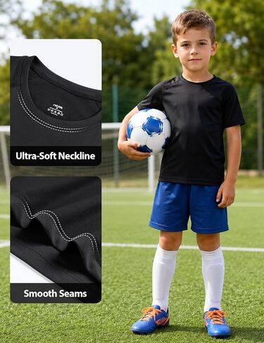 Niksa 2/3 Pack Boys Compression Shirt Short Sleeve Undershirt Youth Athletic Shirt Basketball Football Base T-Shirt in Saudi Arabia