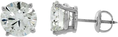 14k White Gold 2 to 4 carats Diamond Solitaire Stud Earrings 6-8mm Lab Grown High Grade VVS1-2 Stone 4 Prong Basket Set Screw Backs IGI Certified in Saudi Arabia