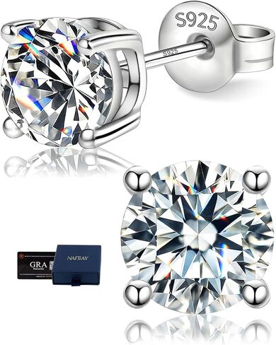 Moissanite Stud Earrings for Men,Hypoallergenic 925 Sterling Silver D Color VVS1 Clarity Lab Created Moissanite GRA Certified Suitable for Women Valentine's Day,Mother's Day of All Ages to Wear in Saudi Arabia