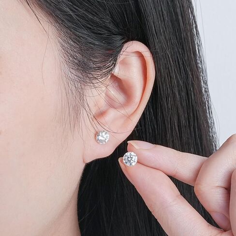 Solid 14K Yellow Gold Solitaire Round Moissanite Stud Earrings with 14K Gold Butterfly Push Backings, 0.2-2 Carat Lab Created Moissanite Simulated Diamond Earrings for Women Men, 3mm-6.5mm in Saudi Arabia
